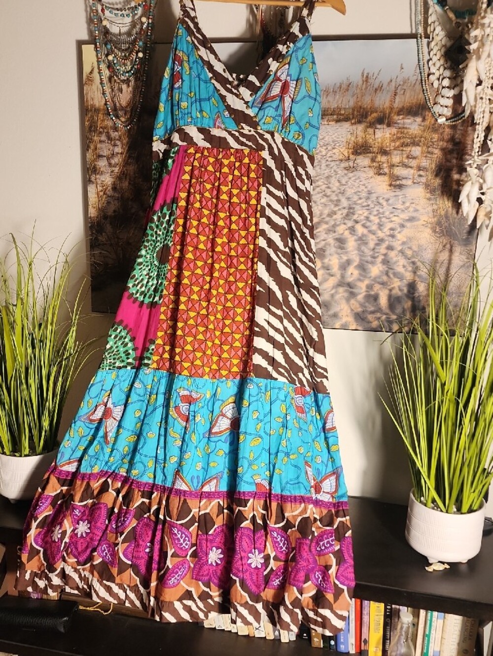 Boho Multi-Color Patchwork Maxi Dress - Picture 2 of 10
